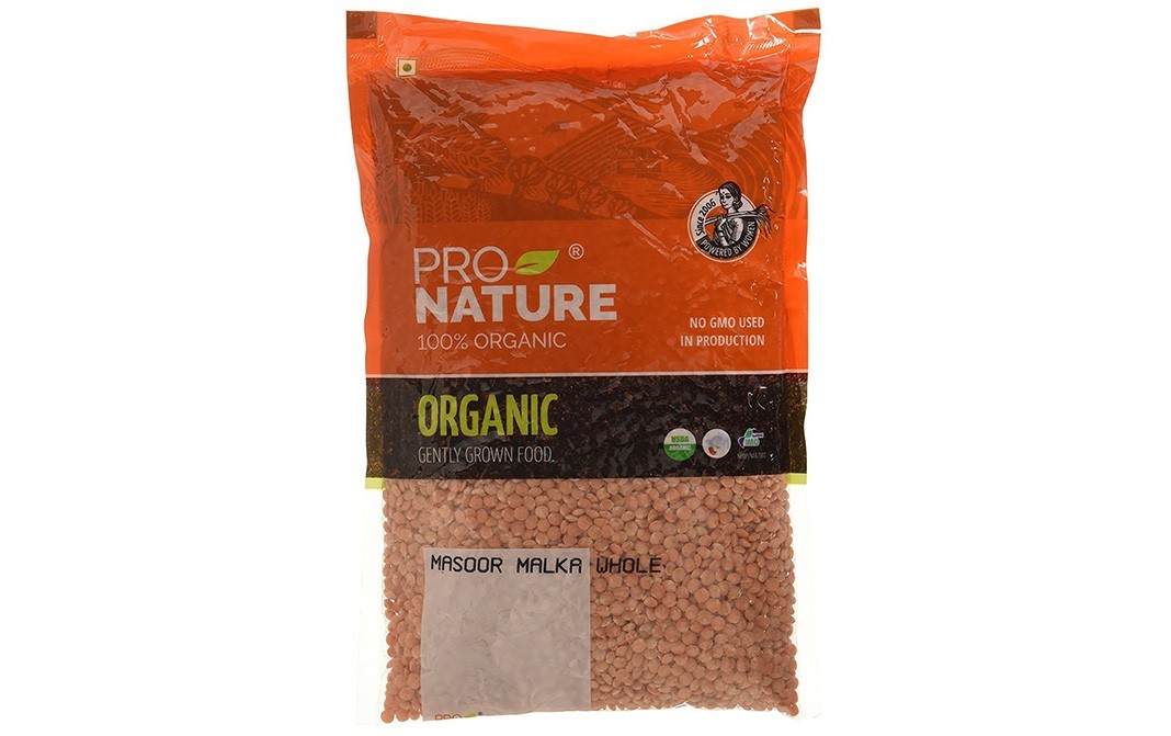 Pro Nature Organic Masoor Malka Whole   Pack  500 grams